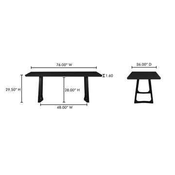 Silas Black Ash Dining Table - Ornate Home