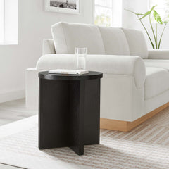 Silas Black Round Wood Side Table - Ornate Home