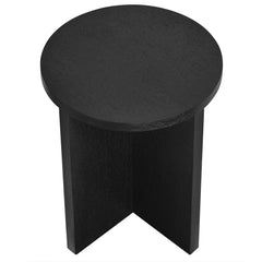 Silas Black Round Wood Side Table - Ornate Home