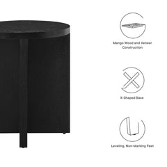 Silas Black Round Wood Side Table - Ornate Home
