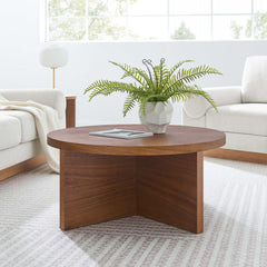 Silas Walnut Round Wood Coffee Table - Ornate Home