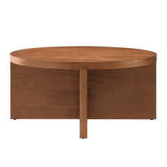 Silas Walnut Round Wood Coffee Table - Ornate Home