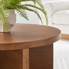 Silas Walnut Round Wood Coffee Table - Ornate Home