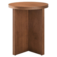 Silas Walnut Round Wood Side Table - Ornate Home