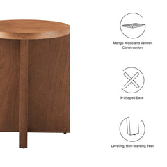 Silas Walnut Round Wood Side Table - Ornate Home