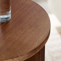 Silas Walnut Round Wood Side Table - Ornate Home