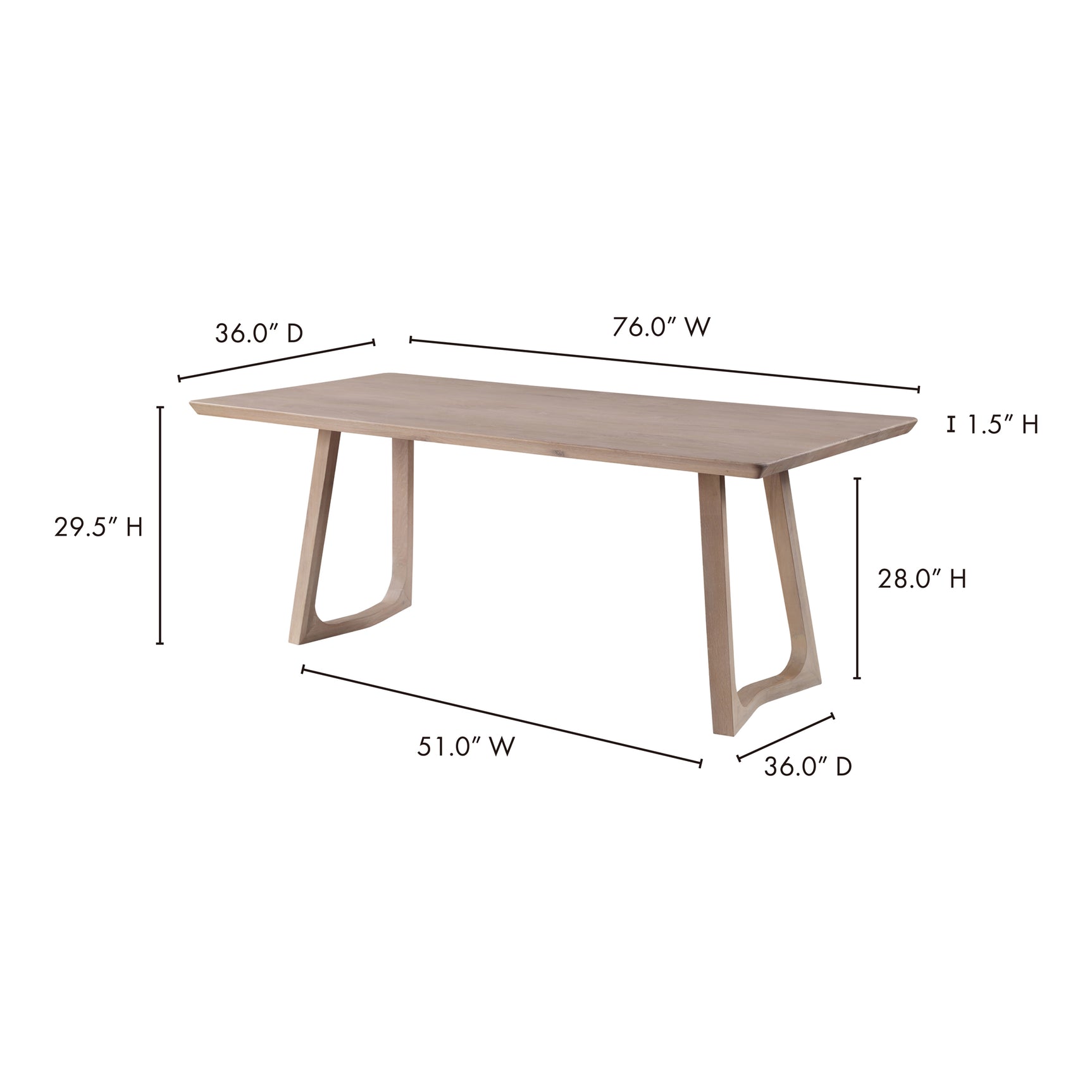 Silas White Oak Dining Table - Ornate Home