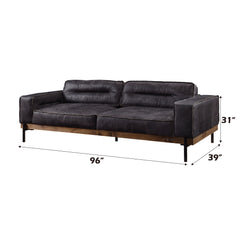 Silchester Antique Ebony Top Grain Leather Sofa - Ornate Home