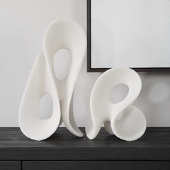Silent Wave White Sculptures (Set of 2) - Ornate Home