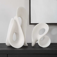 Silent Wave White Sculptures (Set of 2) - Ornate Home
