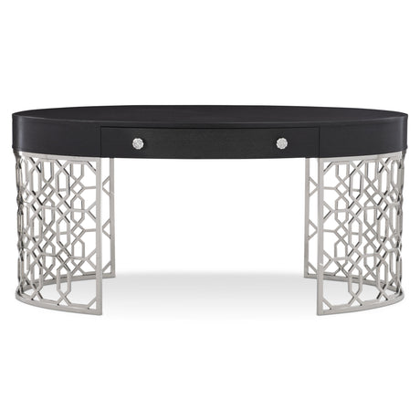 Silhouette Figured Onyx/Polished Stainless Steel Desk - Ornate Home