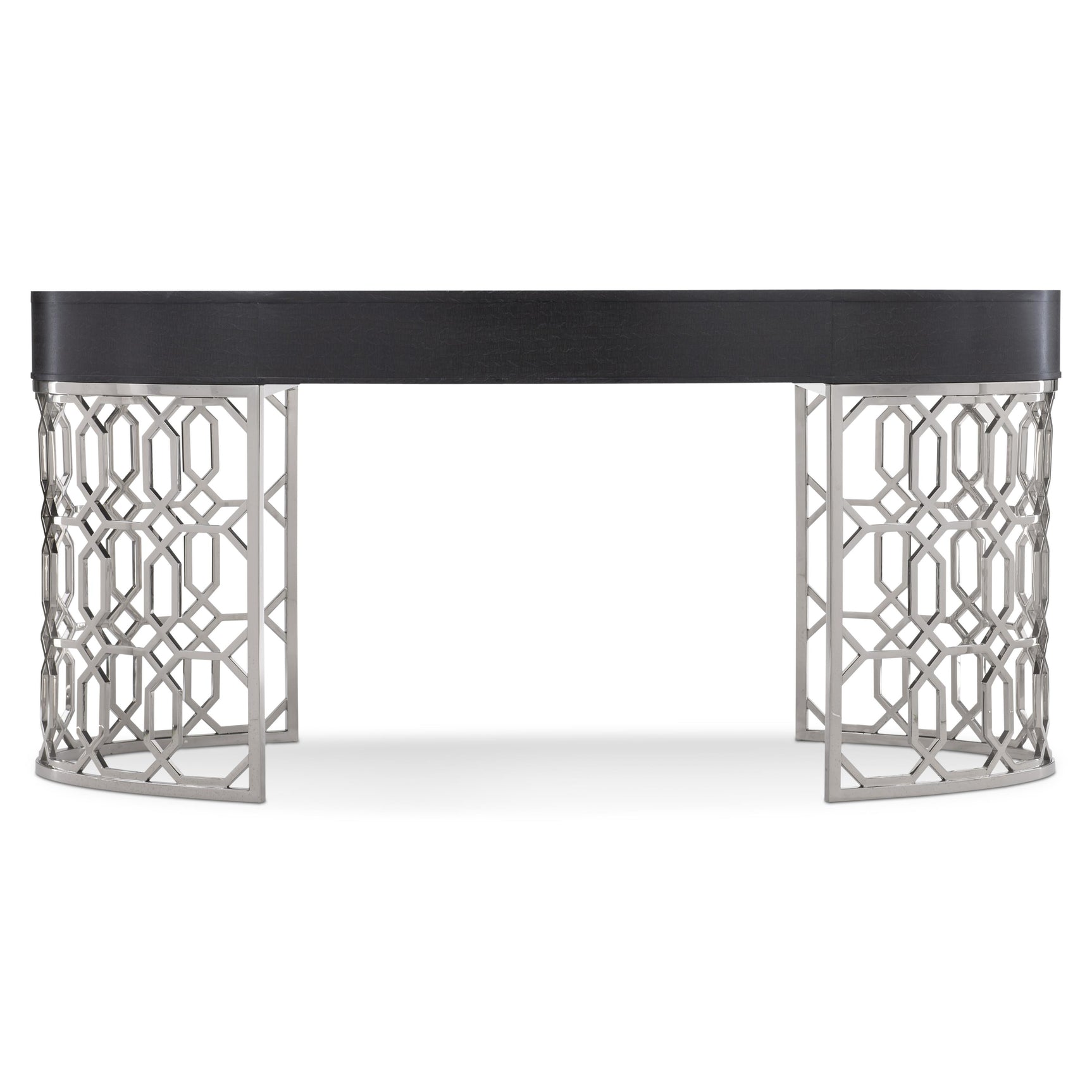 Silhouette Figured Onyx/Polished Stainless Steel Desk - Ornate Home