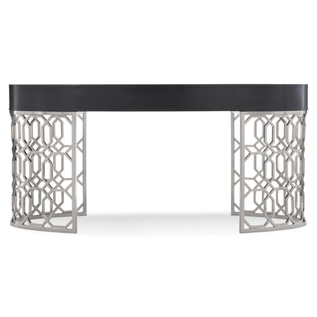 Silhouette Figured Onyx/Polished Stainless Steel Desk - Ornate Home