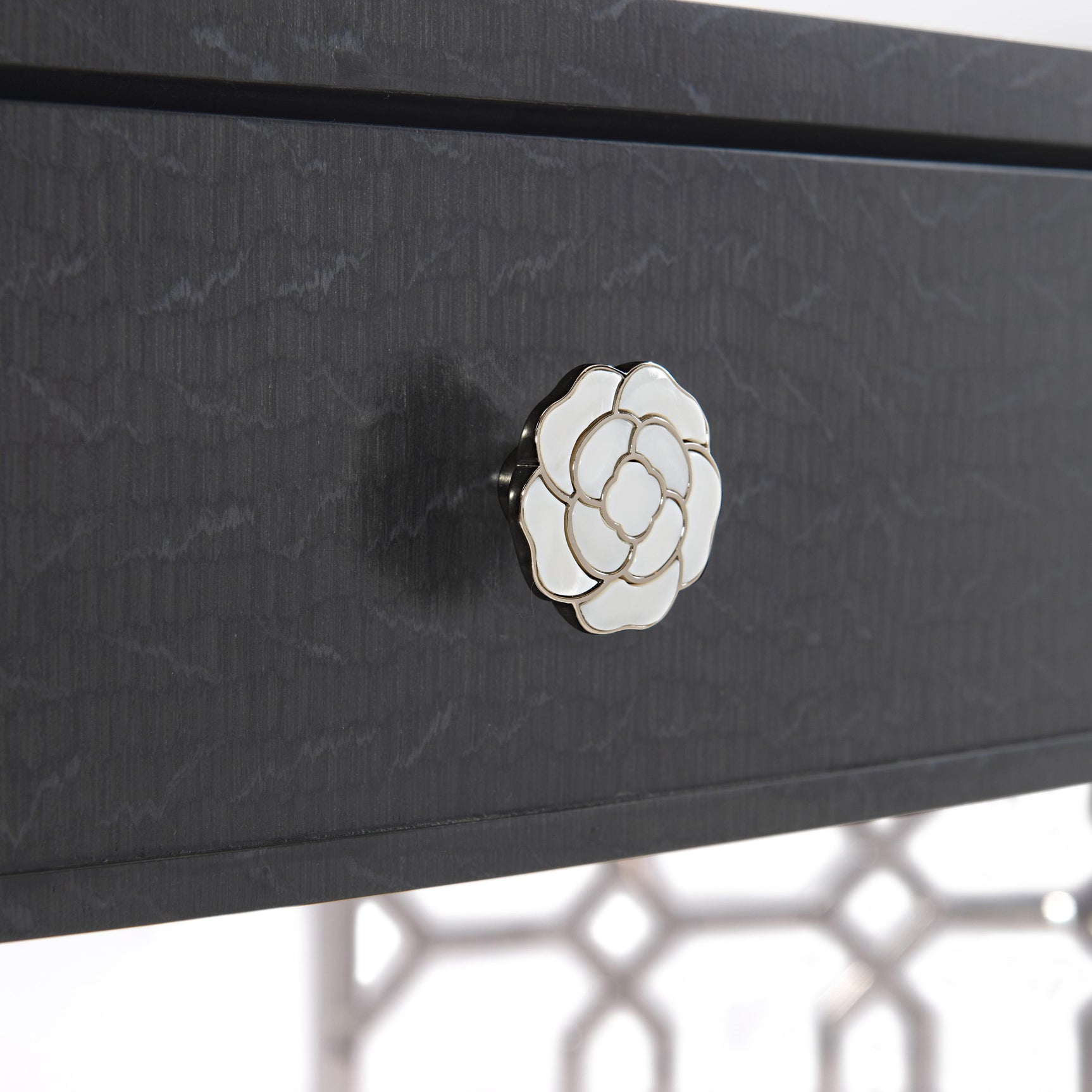 Silhouette Figured Onyx/Polished Stainless Steel Desk - Ornate Home