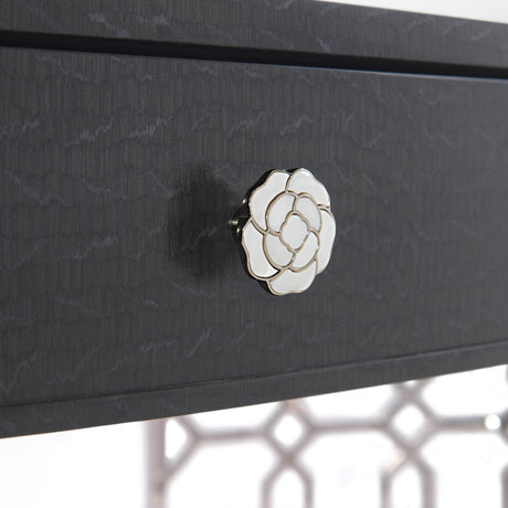 Silhouette Figured Onyx/Polished Stainless Steel Desk - Ornate Home