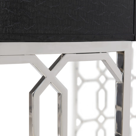 Silhouette Figured Onyx/Polished Stainless Steel Desk - Ornate Home