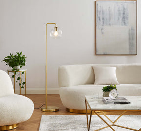 Silo Satin Brass Glass Globe Glass and Metal Floor Lamp - Ornate Home