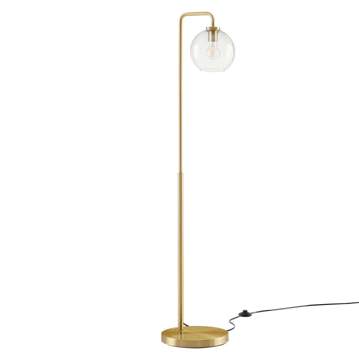 Silo Satin Brass Glass Globe Glass and Metal Floor Lamp - Ornate Home