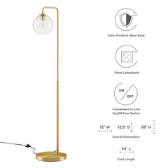 Silo Satin Brass Glass Globe Glass and Metal Floor Lamp - Ornate Home