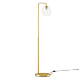 Silo Satin Brass Glass Globe Glass and Metal Floor Lamp - Ornate Home