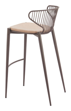 Silues Taupe & Brown Barstool (Set of 2) - Ornate Home