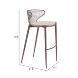 Silues Taupe & Brown Barstool (Set of 2) - Ornate Home