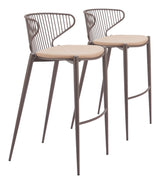 Silues Taupe & Brown Barstool (Set of 2) - Ornate Home