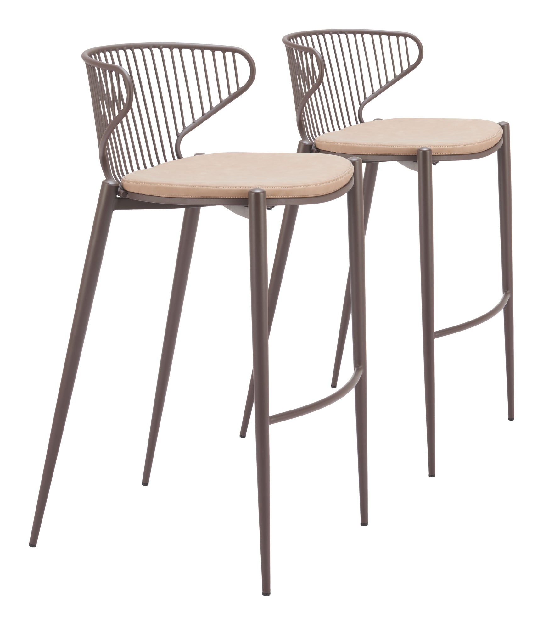 Silues Taupe & Brown Barstool (Set of 2) - Ornate Home