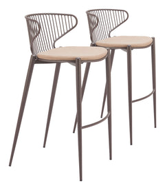 Silues Taupe & Brown Barstool (Set of 2) - Ornate Home