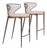 Silues Taupe & Brown Counter Stool (Set of 2)