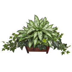 Silver Queen and Ivy Artificial Plant in Decorative Planter - Ornate Home