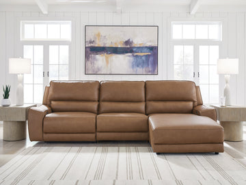 Silverbrooke Caramel 3-Piece Reclining RAF Sofa Chaise - Ornate Home