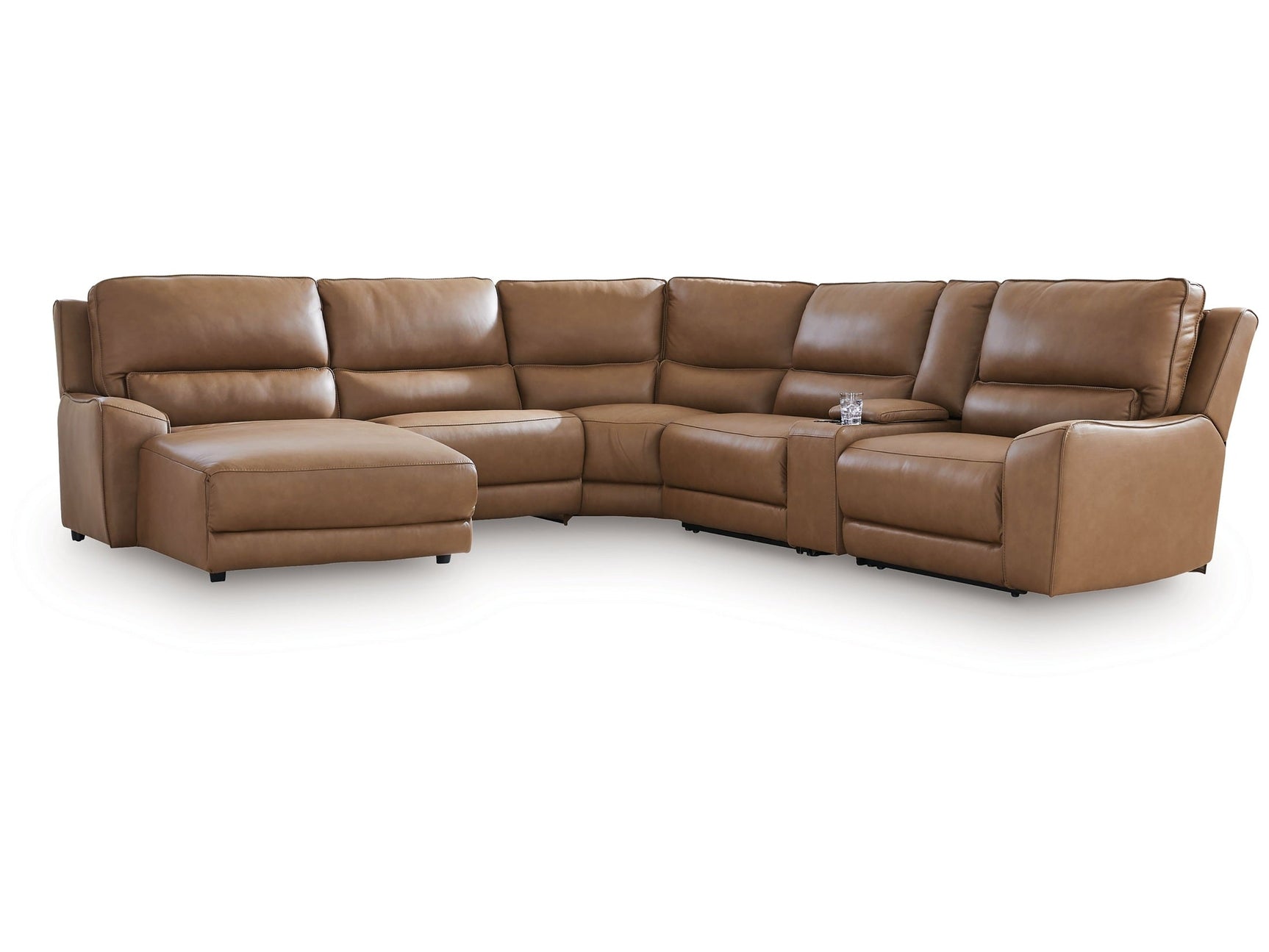 Silverbrooke Caramel 6-Piece Power Reclining Sectional with Left Chaise - Ornate Home