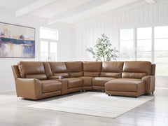 Silverbrooke Caramel 6-Piece Power Reclining Sectional with Right Chaise - Ornate Home