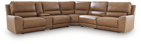 Silverbrooke Caramel 6-Piece Reclining Sectional with Storage Console - Ornate Home