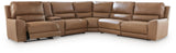 Silverbrooke Caramel 6-Piece Reclining Sectional with Storage Console - Ornate Home