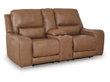 Silverbrooke Caramel Power Reclining Loveseat with Console (Online Special Price) - Ornate Home