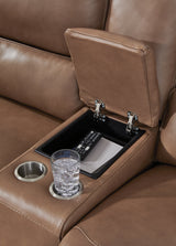 Silverbrooke Caramel Power Reclining Loveseat with Console (Online Special Price) - Ornate Home