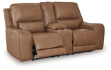 Silverbrooke Caramel Power Reclining Loveseat with Console - Ornate Home