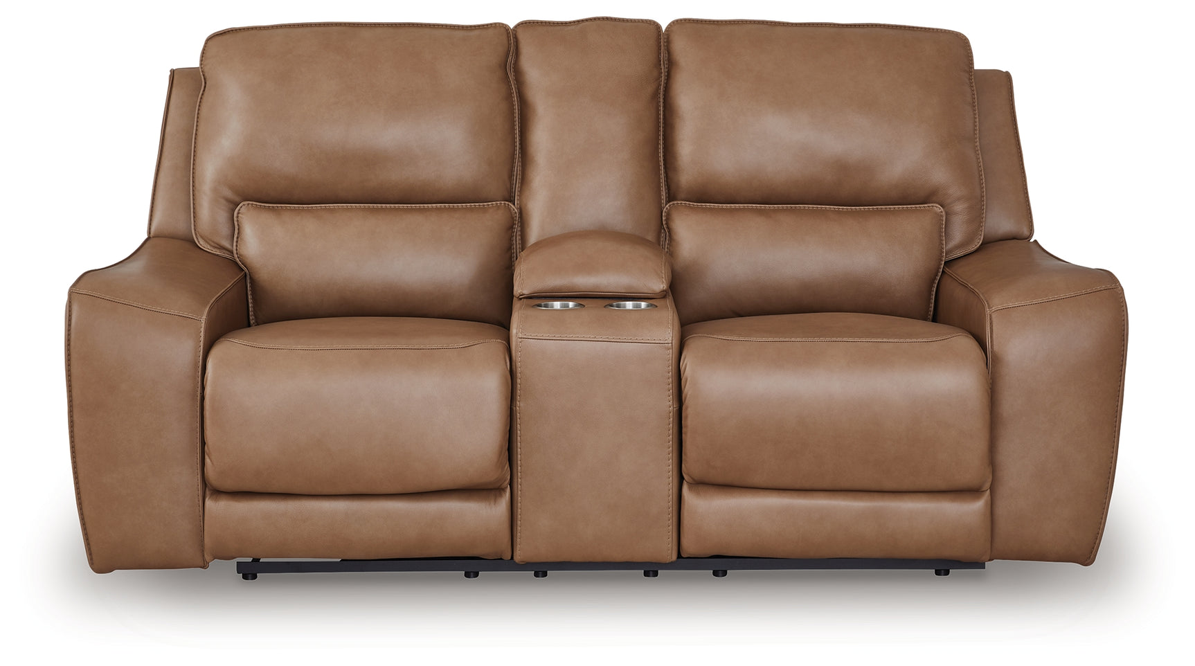 Silverbrooke Caramel Power Reclining Loveseat with Console - Ornate Home