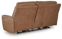 Silverbrooke Caramel Power Reclining Loveseat with Console - Ornate Home