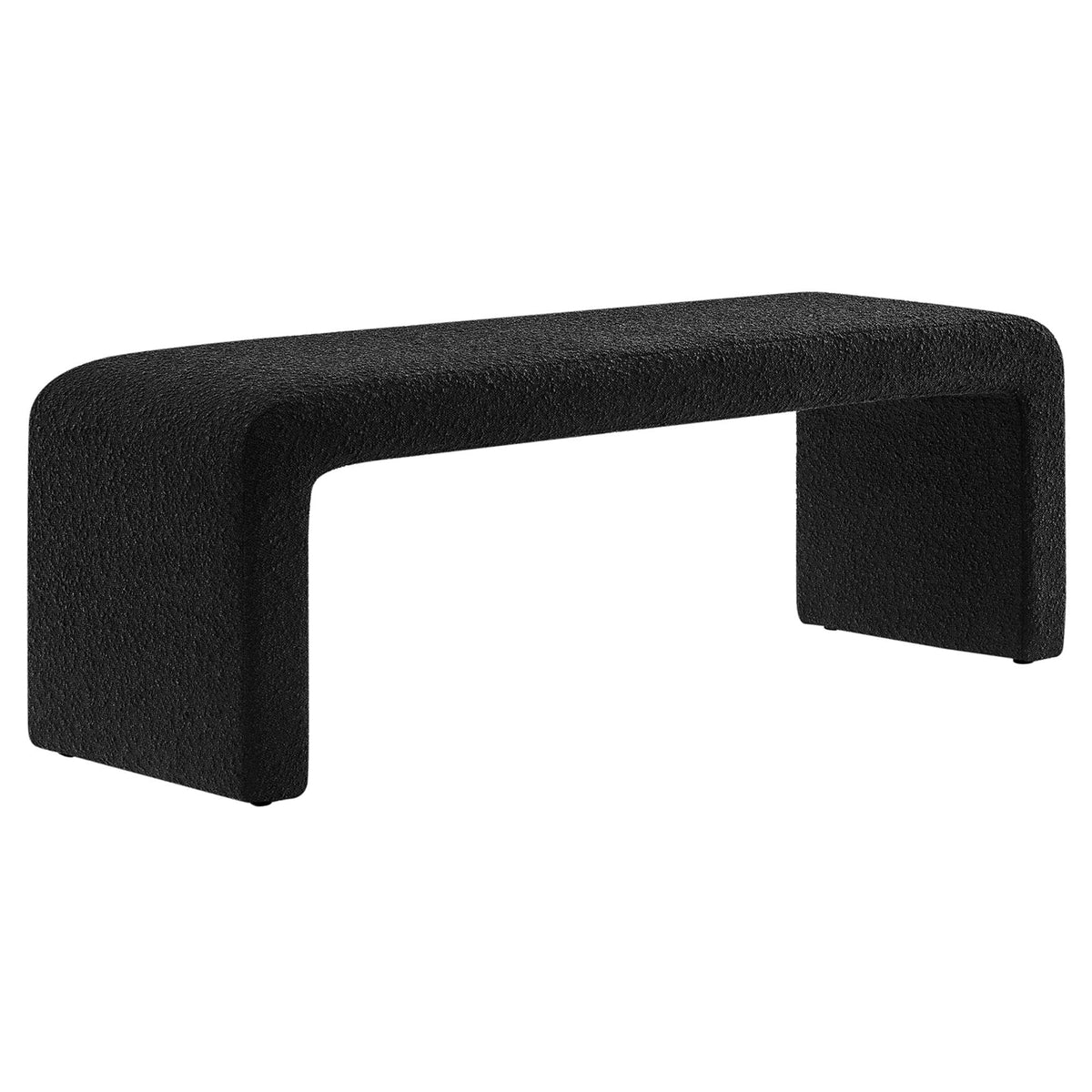 Simba Black Boucle Fabric Waterfall Long Bench - Ornate Home