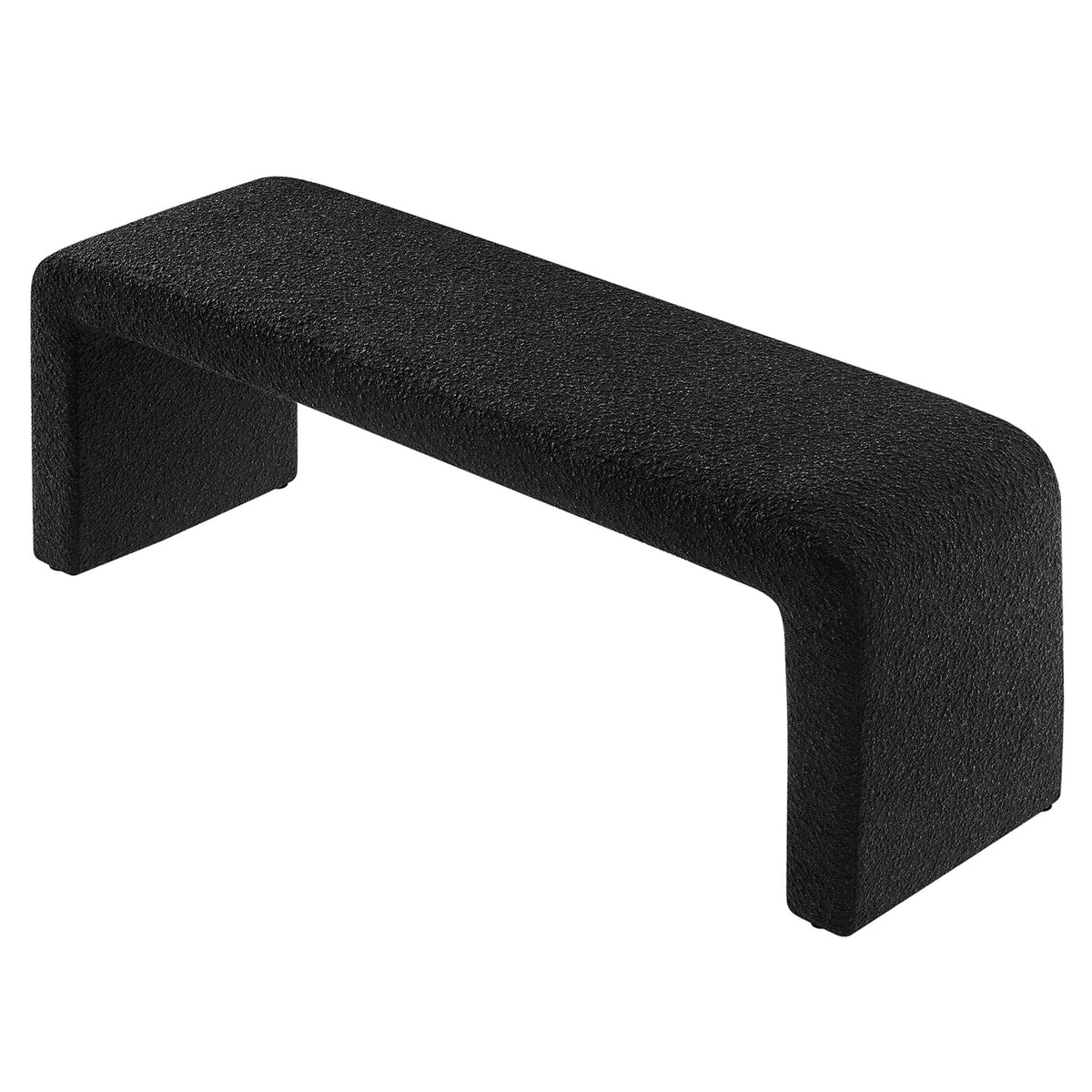 Simba Black Boucle Fabric Waterfall Long Bench - Ornate Home