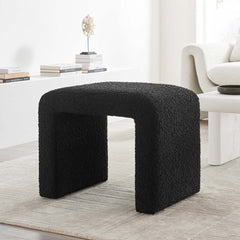 Simba Black Boucle Fabric Waterfall Stool - Ornate Home