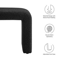 Simba Black Boucle Fabric Waterfall Stool - Ornate Home