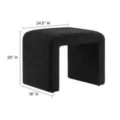 Simba Black Boucle Fabric Waterfall Stool - Ornate Home
