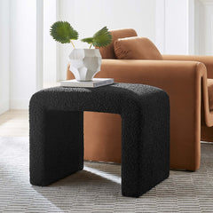 Simba Black Boucle Fabric Waterfall Stool - Ornate Home