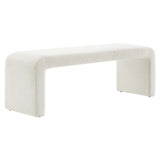 Simba Ivory Boucle Fabric Waterfall Long Bench - Ornate Home