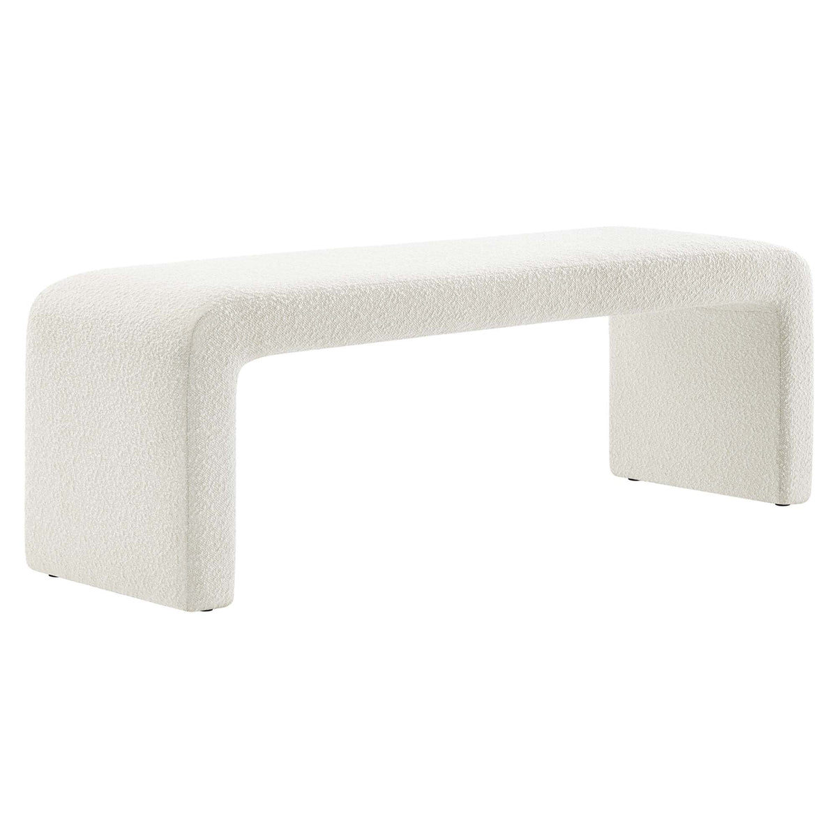 Simba Ivory Boucle Fabric Waterfall Long Bench - Ornate Home