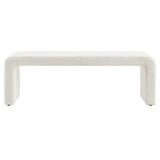 Simba Ivory Boucle Fabric Waterfall Long Bench - Ornate Home